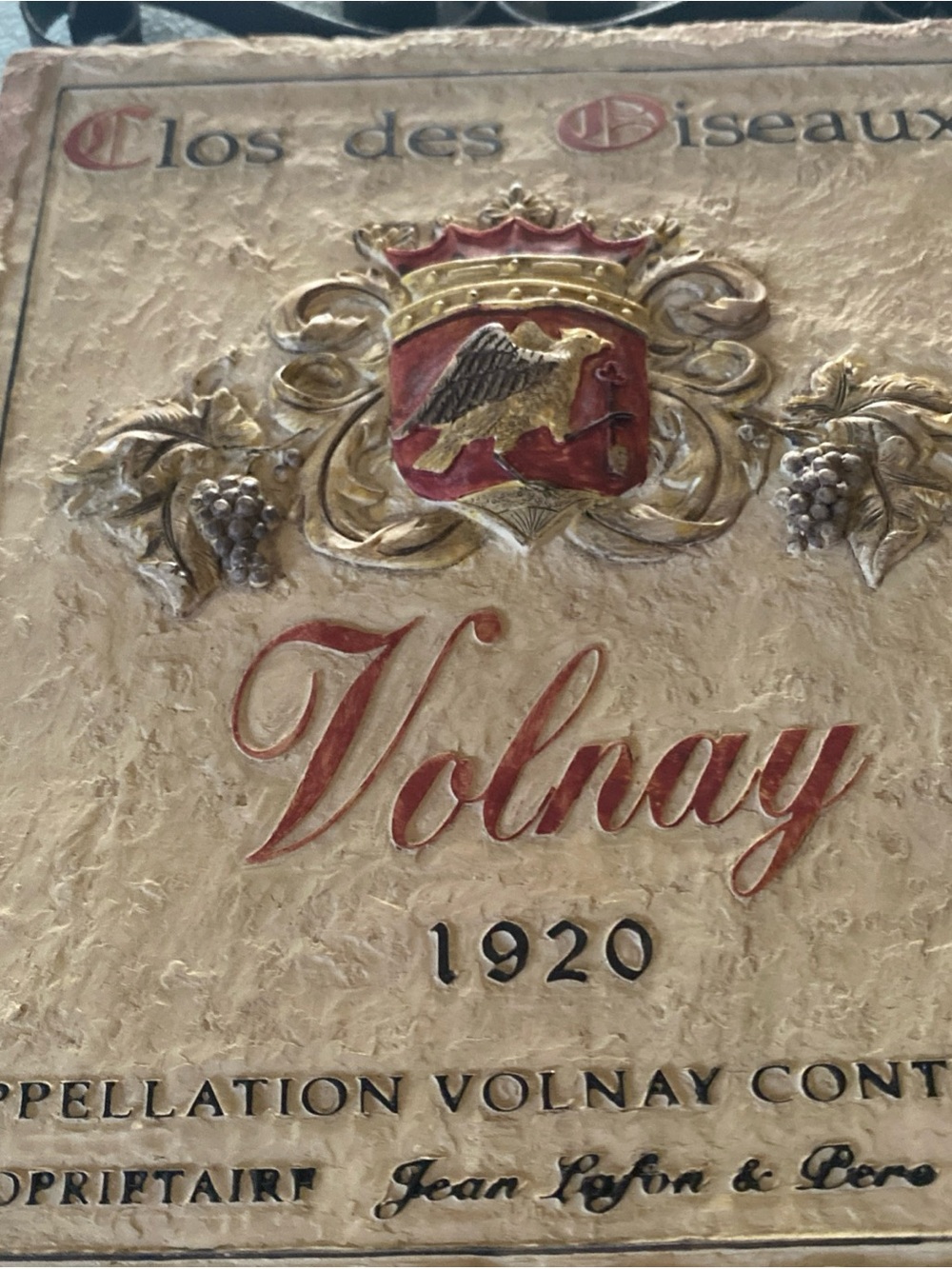 Vintage Pamela Gladding Volnay 1920 Ceramic Wine Wall Plaque - Single